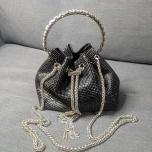 Glam Rhinestone Bucket Bag Crystal Evening Purse Sparkly Crossbody Handbag